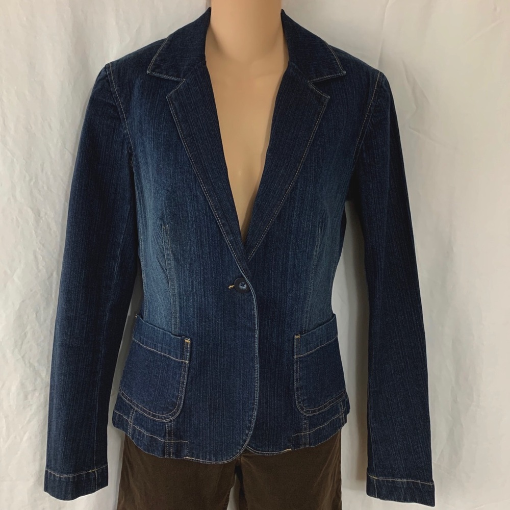 NY Jeans Denim Blazer Size 2 Vintage Wash EUC
